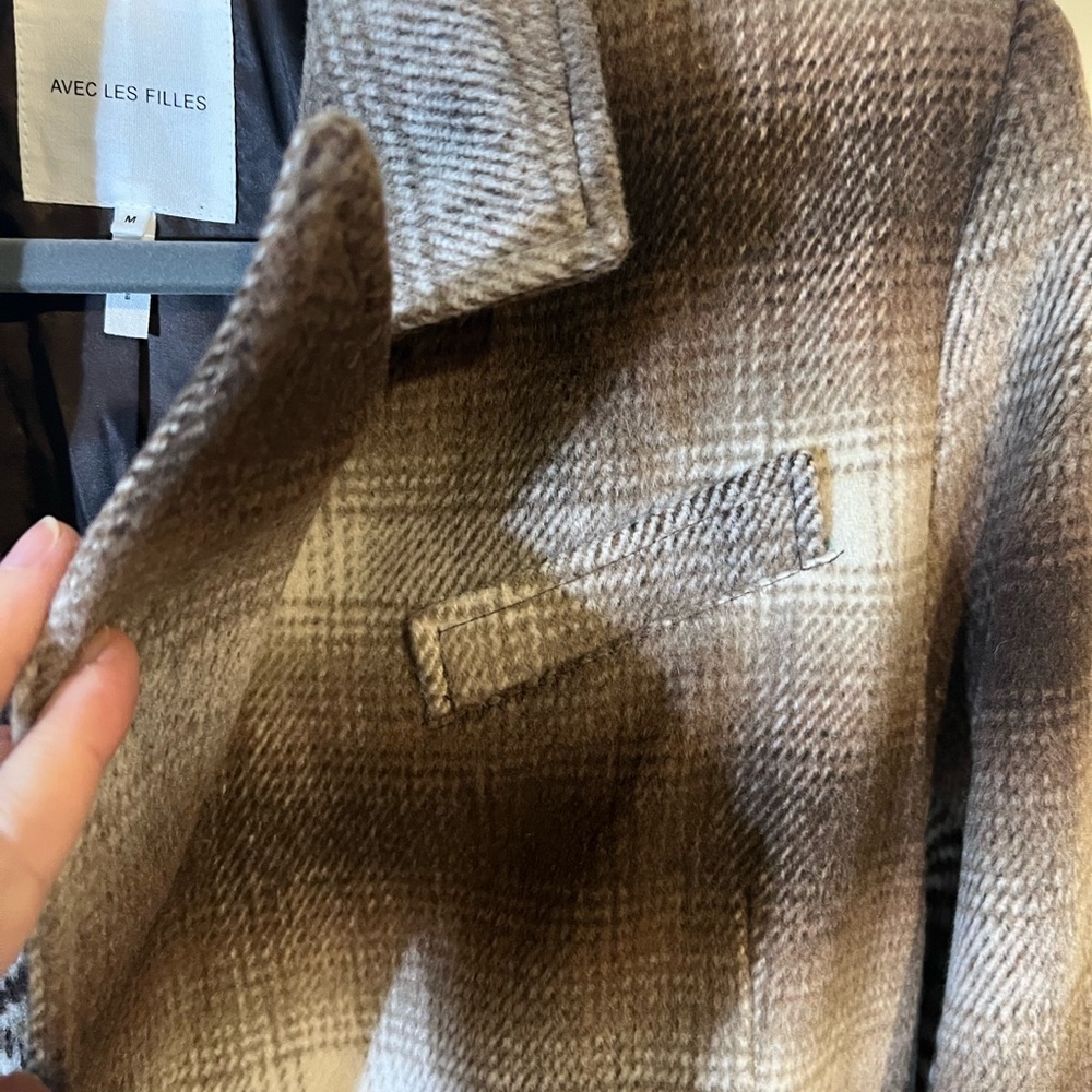 Avec Les Filles Brown Plaid Double Breasted Blazer Women’s M - Picture 7 of 15